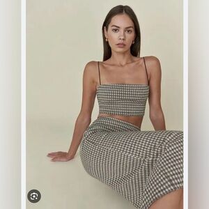Reformation Calista beige black 2 piece skirt set  small